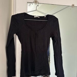 Doen Pointelle tie long sleeve shirt